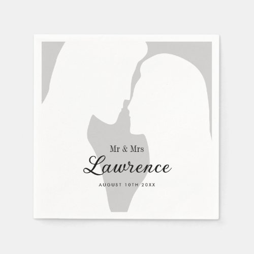 Elegant couple silhouette custom wedding napkins