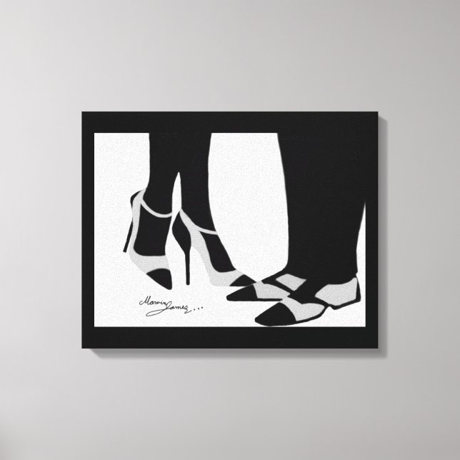 Elegant Couple-Stretched Canvas Black and White  Print (Front)