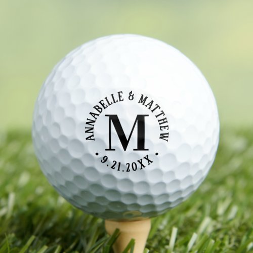 Elegant Couple Wedding Monogram Golf Balls