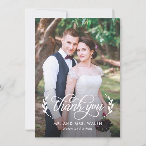 Elegant Couple Wedding Photo Thank You Card