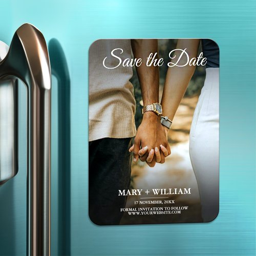 Elegant Couple Wedding Small Photo Save The Date Magnet