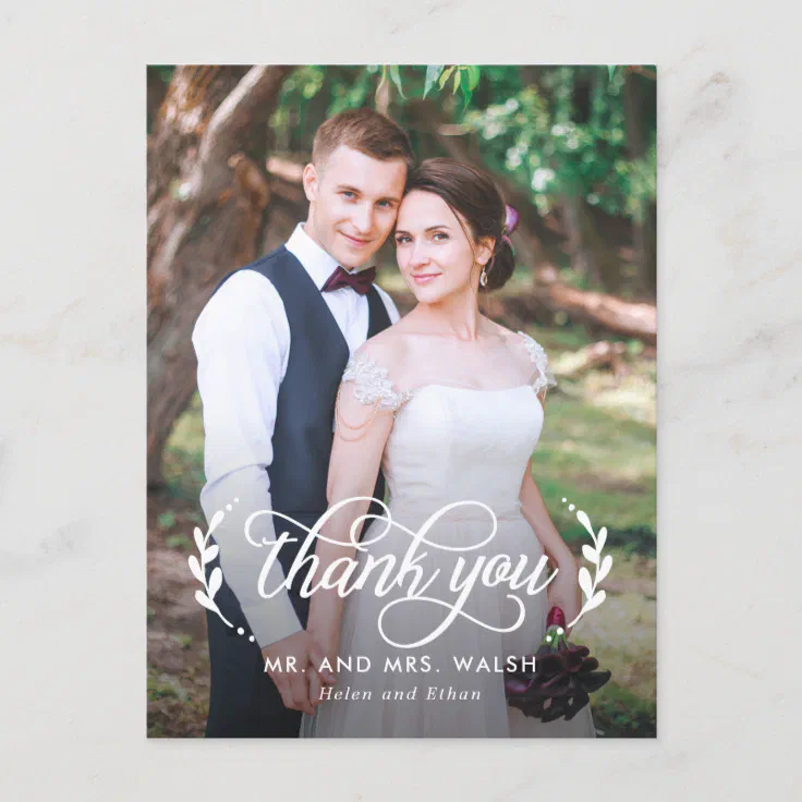 Elegant Couple Wedding Thank You Postcard | Zazzle