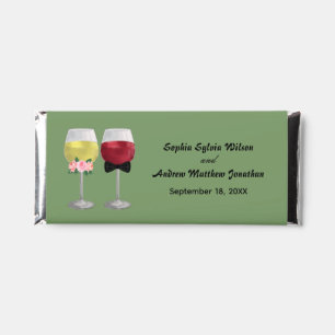 Elegant Couple Wine Wedding Bride and Groom Names Hershey Bar Favors