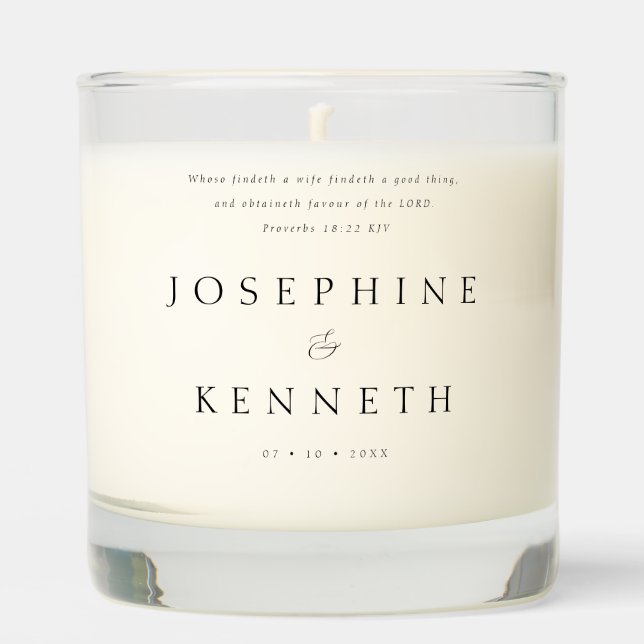 Elegant Couples Bible Verse Wedding Gift Scented Candle (Front)
