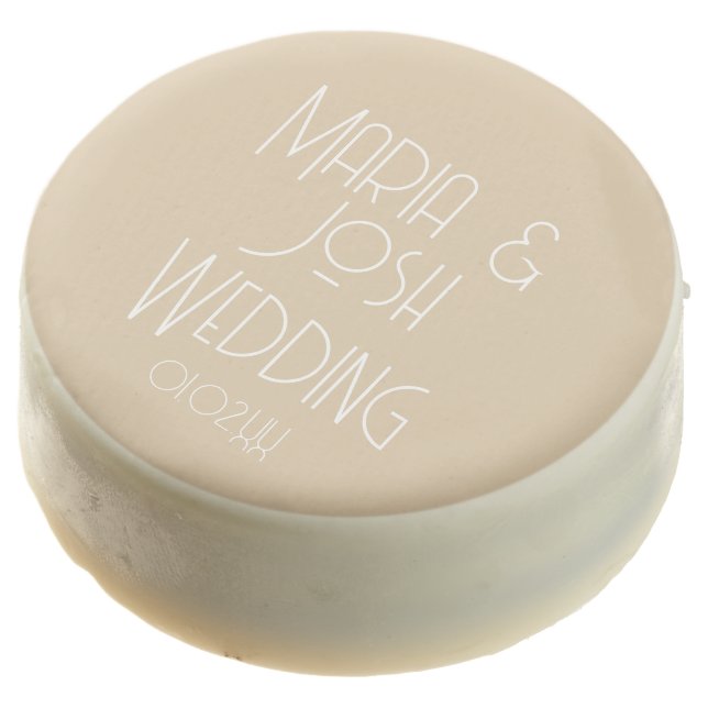  Elegant Couples Initial Wedding Beige Chocolate Covered Oreo (Angled)
