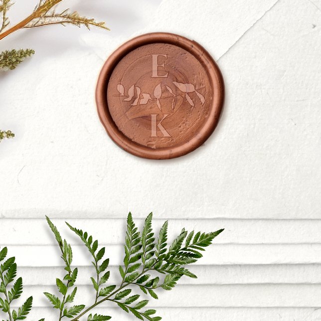 Elegant Couples Initials Greenery Wedding Monogram Wax Seal Sticker (Creator Uploaded)