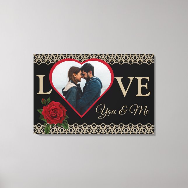 Elegant Couple's Love You & Me Stretched Canvas  (Front)