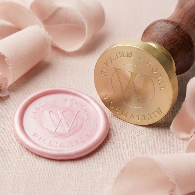 Elegant Couple's Monogram Circle Crest Wax Seal Stamp (Elegant Couple's Monogram Circle Crest Wax Seal Stamp)