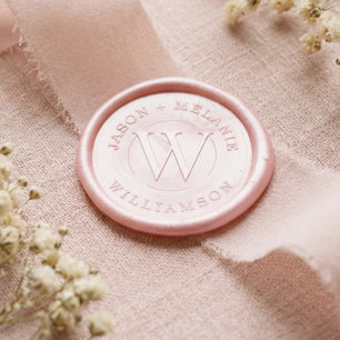 Elegant Couple's Monogram Circle Crest Wax Seal Sticker