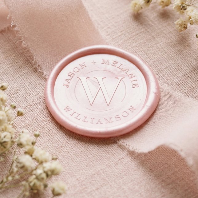 Elegant Couple's Monogram Circle Crest Wax Seal Sticker (Elegant Couple's Monogram Circle Crest Wax Seal Sticker)