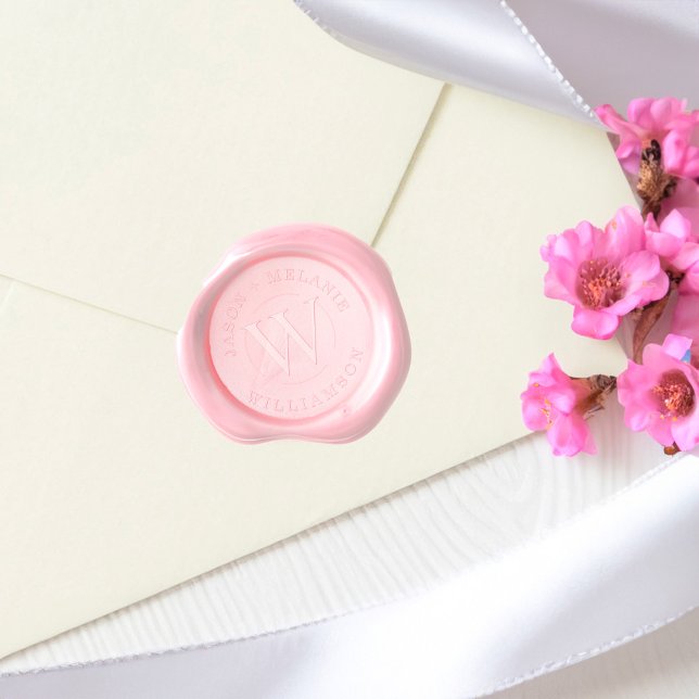 Elegant Couple's Monogram Circle Crest Wax Seal Sticker (Elegant Couple's Monogram Circle Crest Wax Seal Stamp)