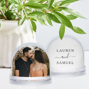 Elegant Couples Monogram Photo Wedding Snow Globe