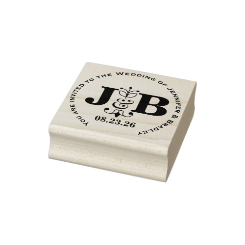 Elegant Couples Monogram Save  the Date Rubber Stamp