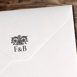 Elegant Couples Monogram Wedding Vintage Floral Self-inking Stamp