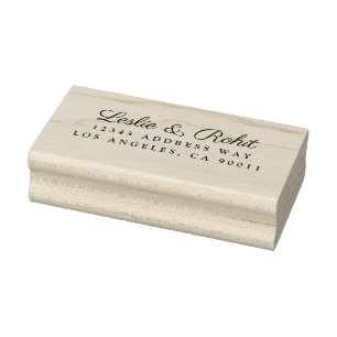 Elegant Couple's Name and Address Wedding Rubber Stamp