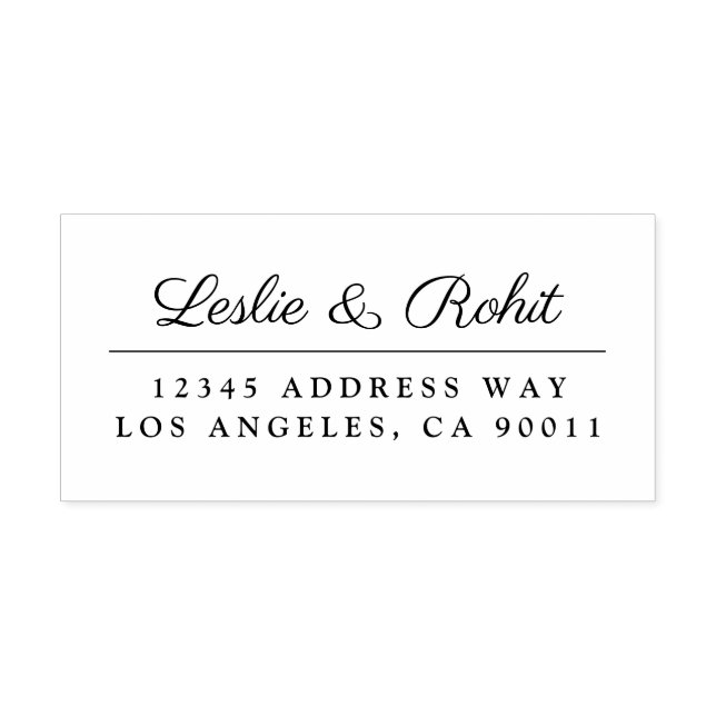 Elegant Couple's Name and Address Wedding Self-inking Stamp (Design)