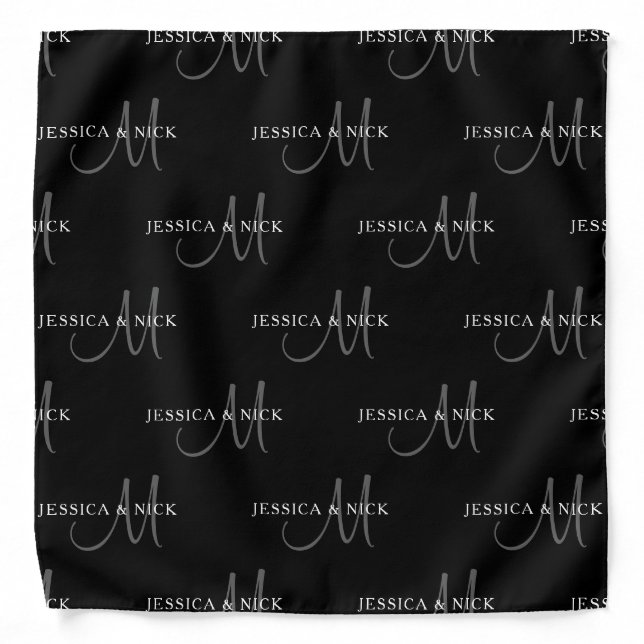 Elegant Couples Names & Monogram Bandana (Front)