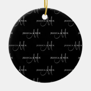 Elegant Couples Names & Monogram Ceramic Ornament