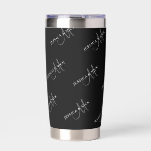 Elegant Couples Names & Monogram Insulated Tumbler