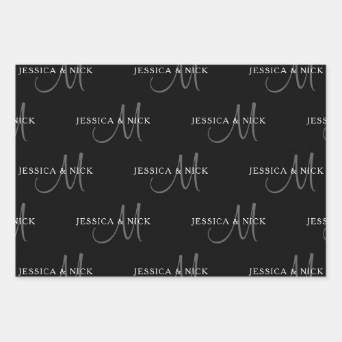 Elegant Couples Names  Monogram Wrapping Paper Sheets