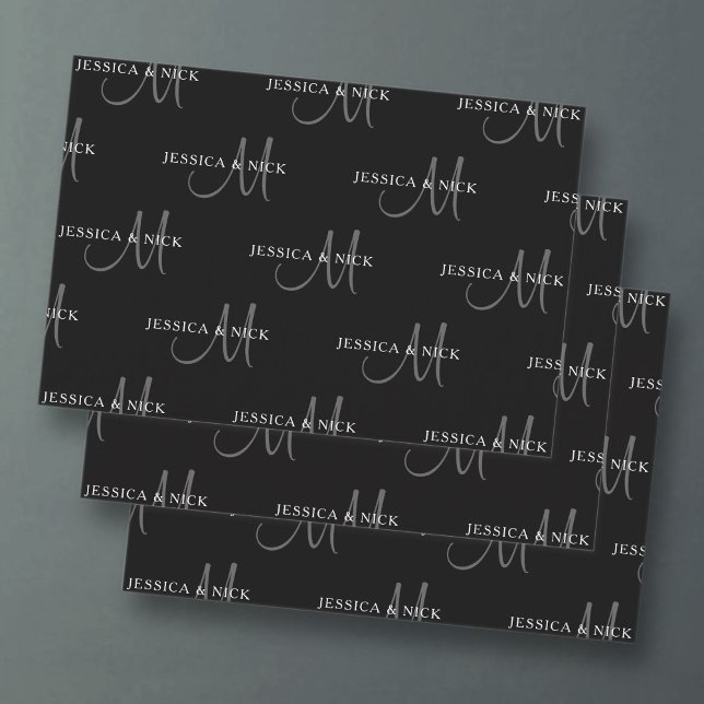 Elegant Couples Names & Monogram Wrapping Paper Sheets (Creator Uploaded)