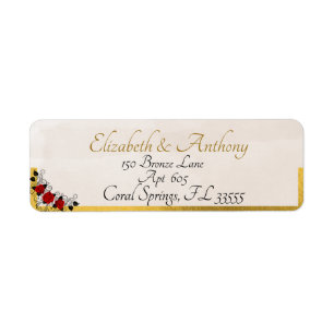 Elegant Couples Off White & Gold Return Address Label