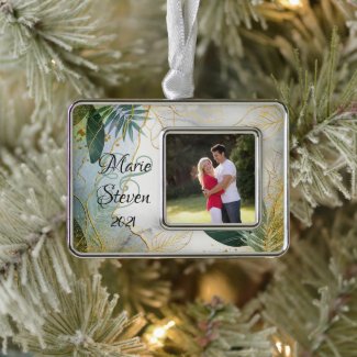 Elegant Couples Personalized in Green and Gold Chr