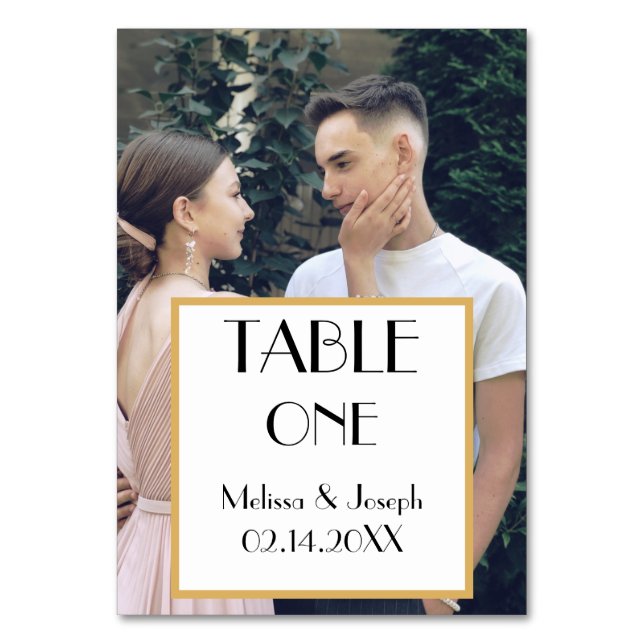 Elegant Couple's Photo Wedding Table Number (Front)