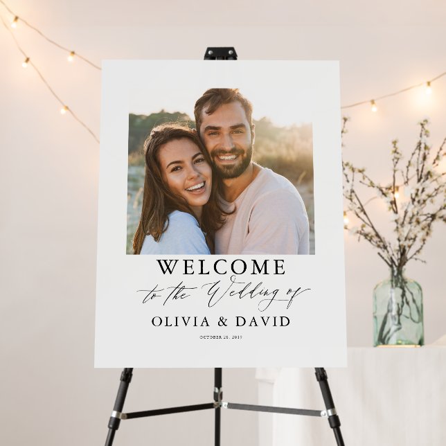 Elegant Couples Photo Wedding Welcome Sign (In Situ (Stand))