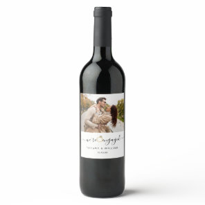 Elegant Couples Photo we're engaged  Wine Label