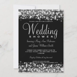 Elegant Couples Shower Party Sparkles Silver Invitation