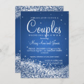 Elegant Couples Shower Sparkling Wave Blue Invitation (Front/Back)