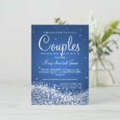 Elegant Couples Shower Sparkling Wave Blue Invitation (Standing Front)
