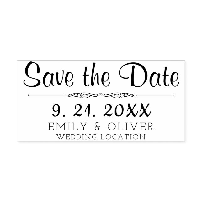 Elegant Couples Wedding Save the Date Rubber Stamp (Imprint)