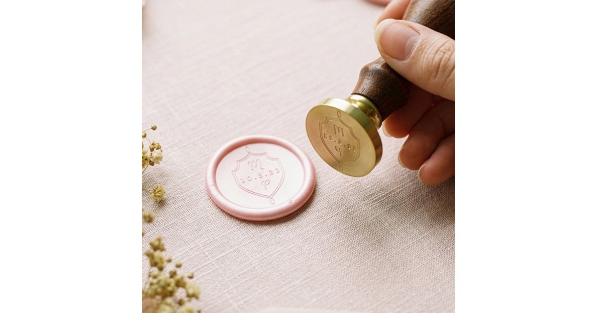 Elegant Couple's Wedding Script Monogram Emblem Wax Seal Stamp | Zazzle