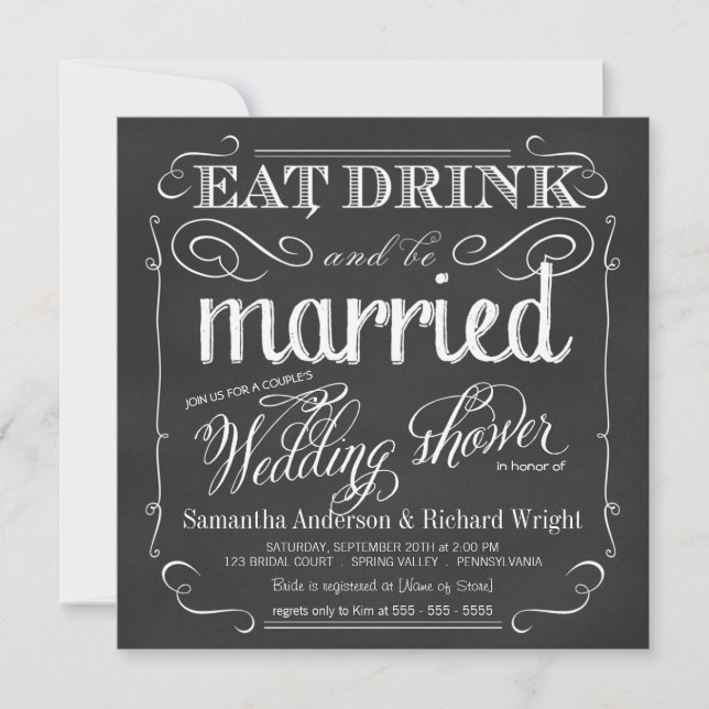 Elegant Couple's Wedding Shower Invitations (Front)