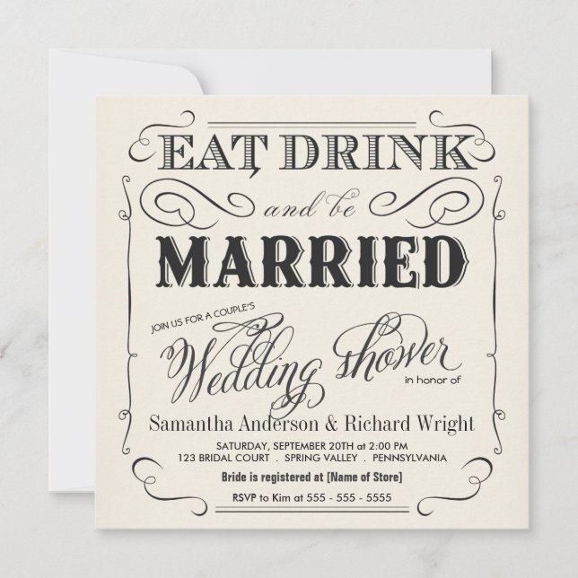 Elegant Couple's Wedding Shower Invitations (Front)