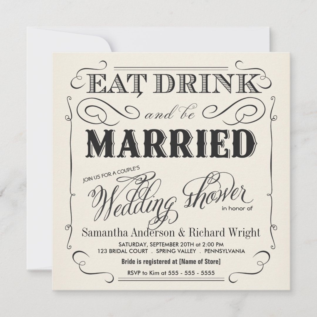Elegant Couple's Wedding Shower Invitations Zazzle