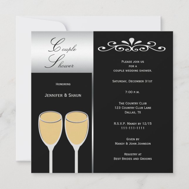 Elegant Couples Wedding Shower Invitations (Front)