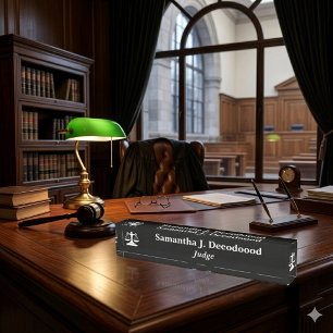 Elegant Court Judge Black Desk Nameplate