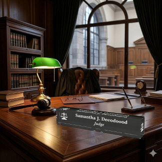Elegant Court Judge Black Desk Nameplate