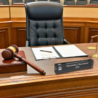 Elegant Court Judge Black Desk Nameplate