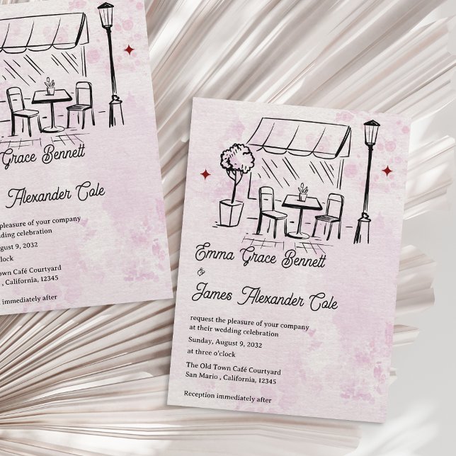 Elegant Courtyard Bistro Theme Romantic Wedding Invitation (Elegant Courtyard Bistro Theme Romantic Wedding Invitation)