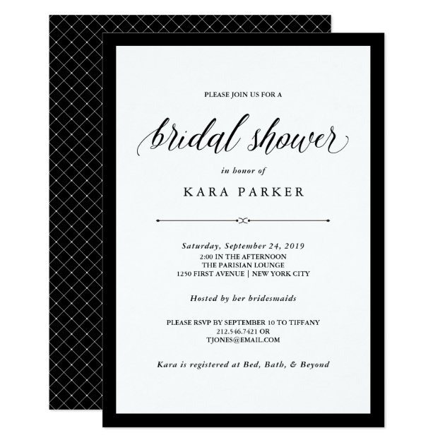 Elegant Couture | Black And White Bridal Shower Invitation