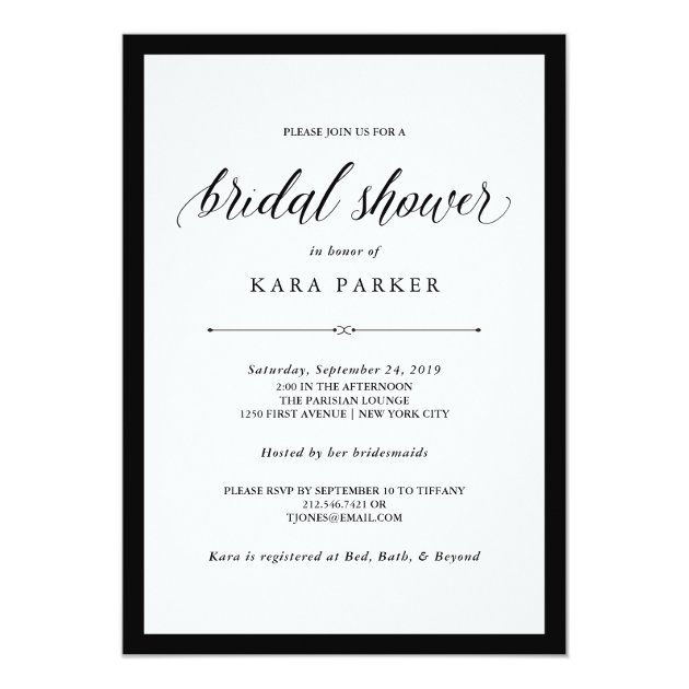 Elegant Couture | Black And White Bridal Shower Invitation