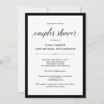 Elegant Couture | Black and White Couples Shower Invitation | Zazzle