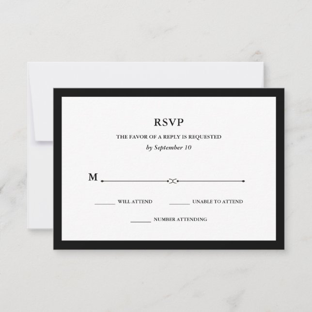 Elegant Couture | Black and White RSVP (Front)