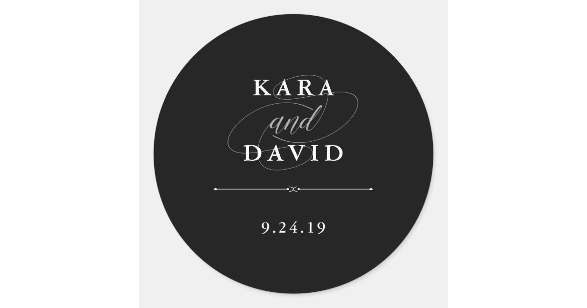 Elegant Couture | Black and White Wedding Classic Round Sticker | Zazzle