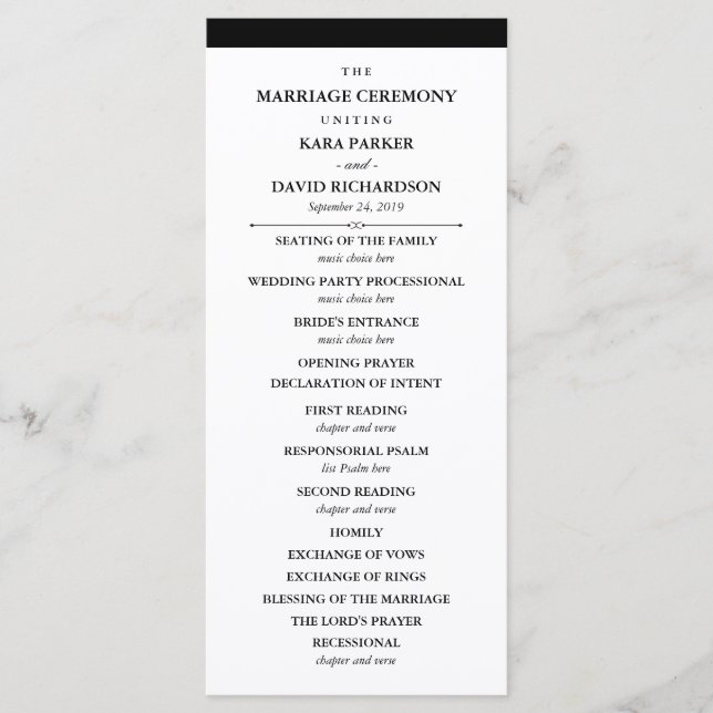 Elegant Couture | Black and White Wedding Program (Front)