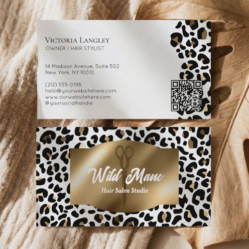 Elegant Couture Cheetah Leopard Print Luxury Brand Business Card